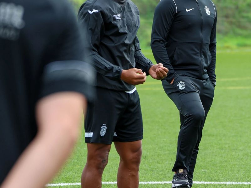 Two coaches watching a training session